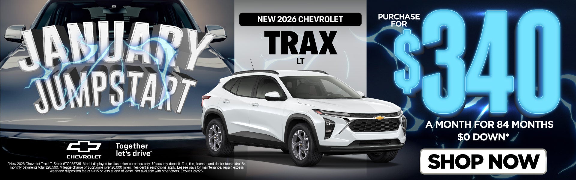 "New 2026 Chevrolet Trax LT "	"Purchase for $340 a month for