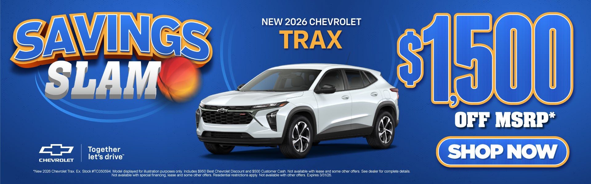New 2026 Chevrolet Trax	$1,500 OFF MSRP