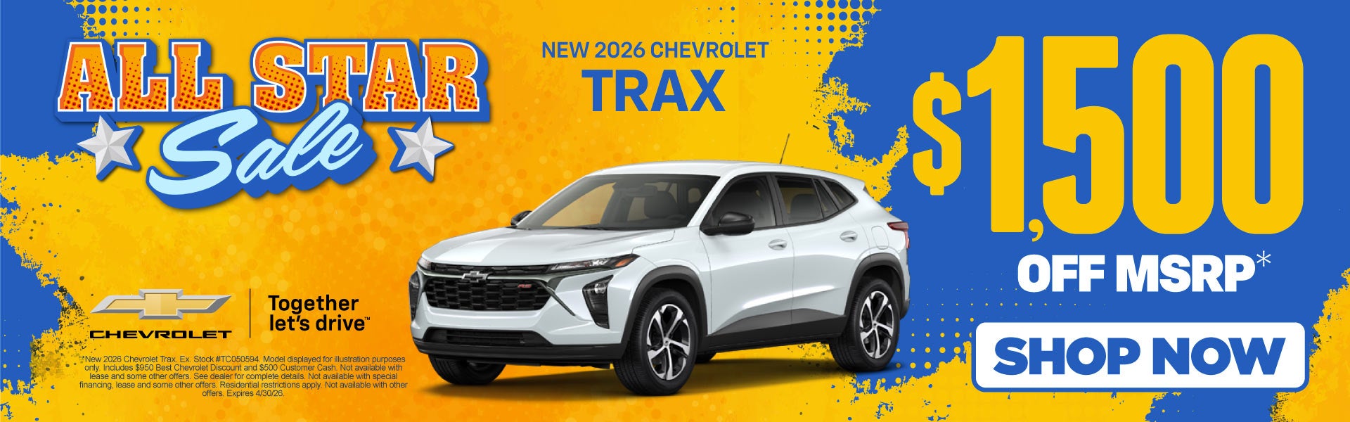 New 2026 Chevrolet Trax	$1,500 OFF MSRP