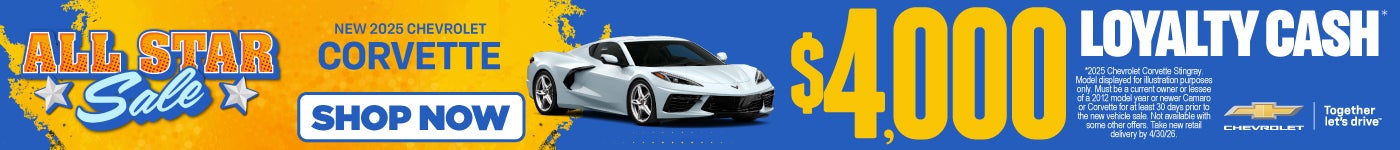 "New 2025 Chevrolet Corvette "	$4,000 Loyalty Cash*