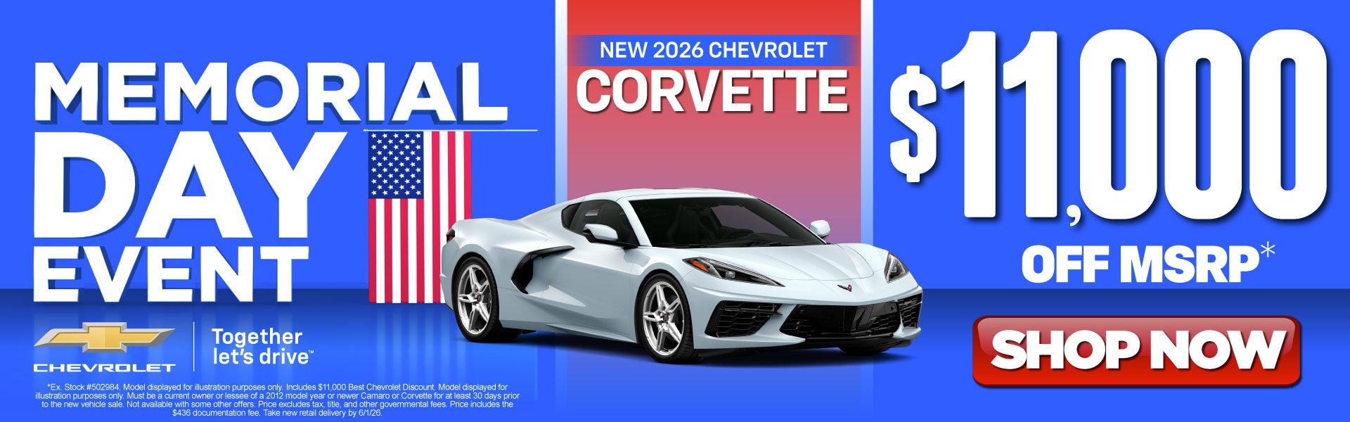 "New 2026 Chevrolet Corvette "	$11,000 off MSRP*