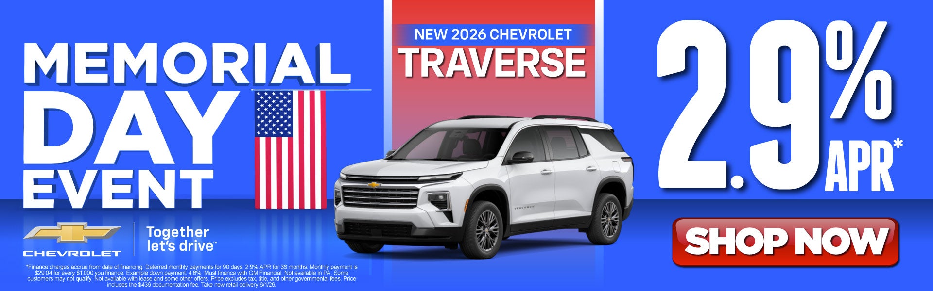 New 2026 Chevrolet Traverse	2.9% APR*