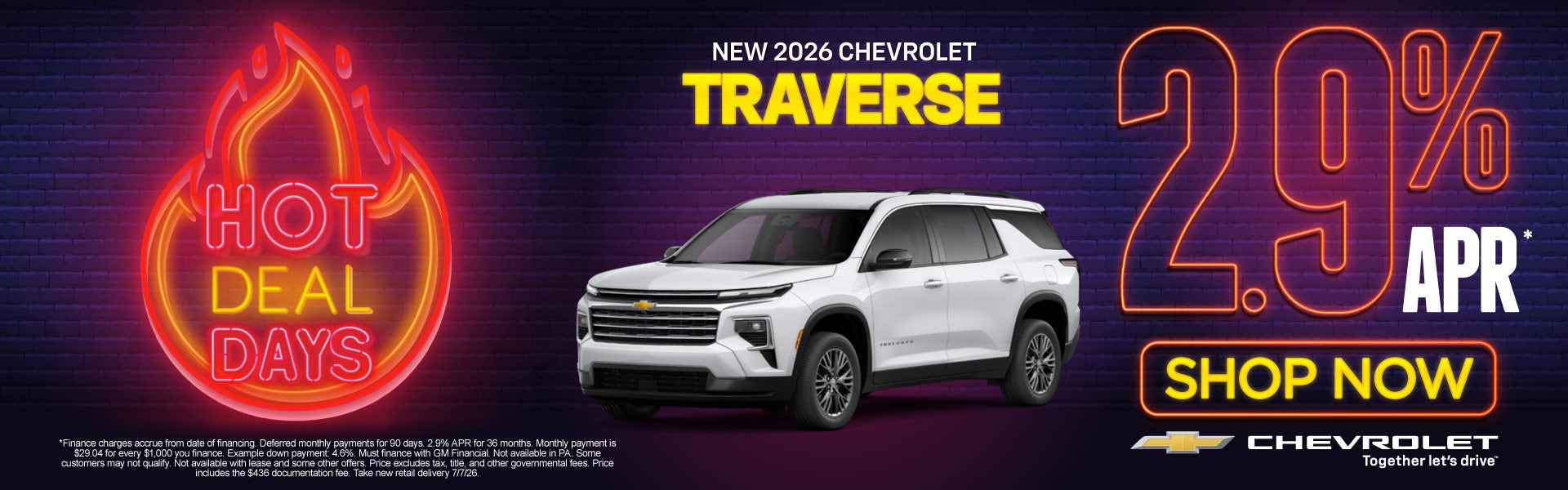 New 2026 Chevrolet Traverse	2.9% APR*