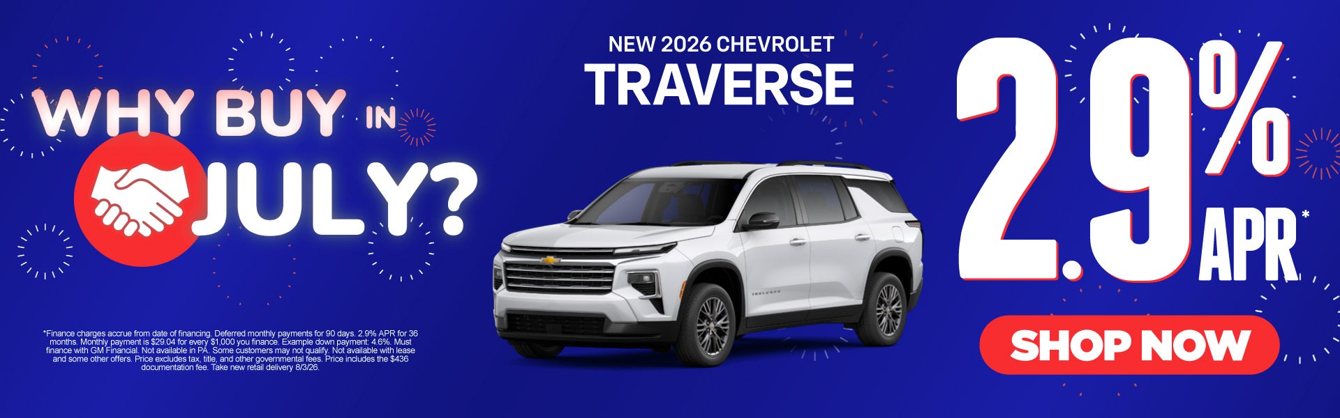 New 2026 Chevrolet Traverse	2.9% APR*